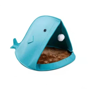 Dog shark bed blue