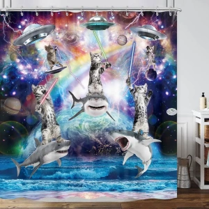 Funny shark shower curtain