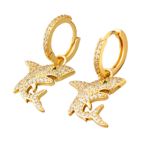 Gold shark earrings