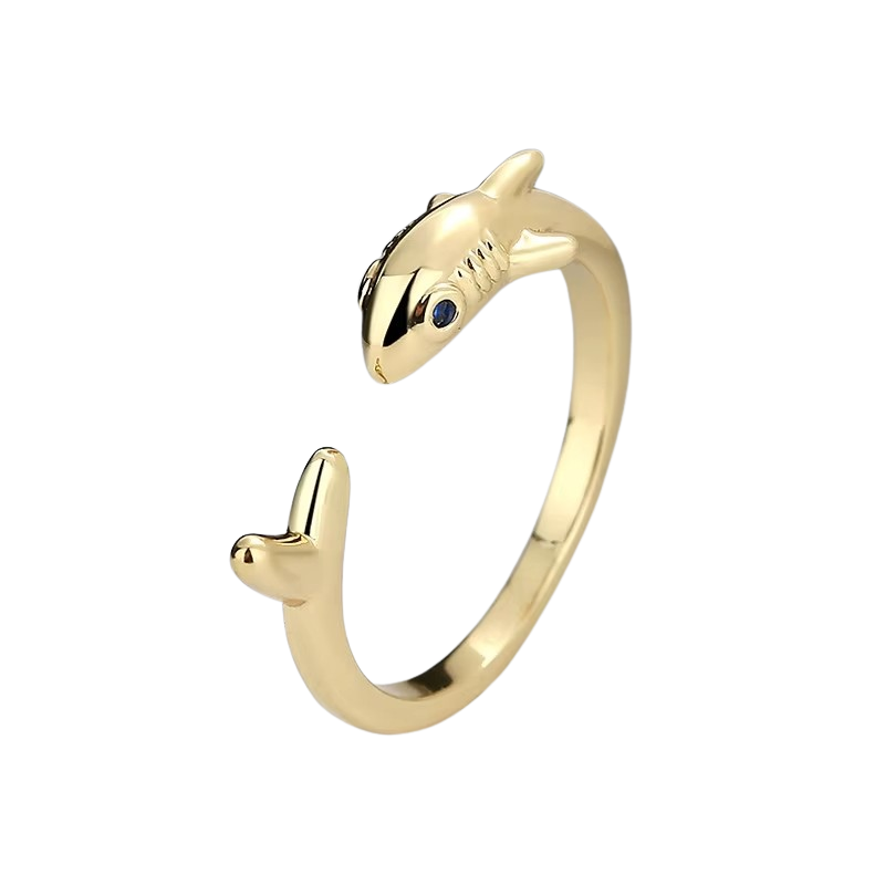 Gold shark ring