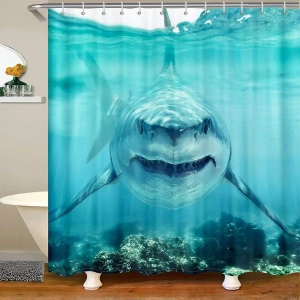 Great white shark shower curtain