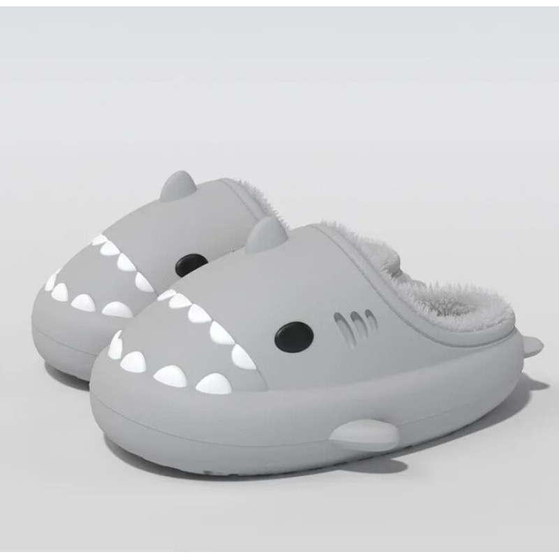 Grey shark slippers