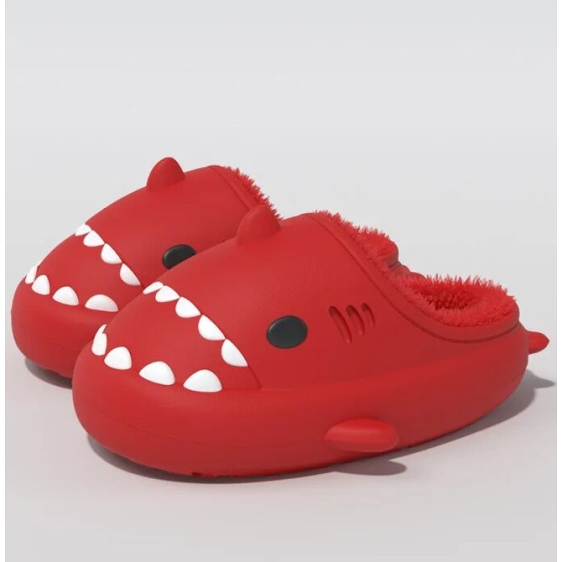 Red shark slippers