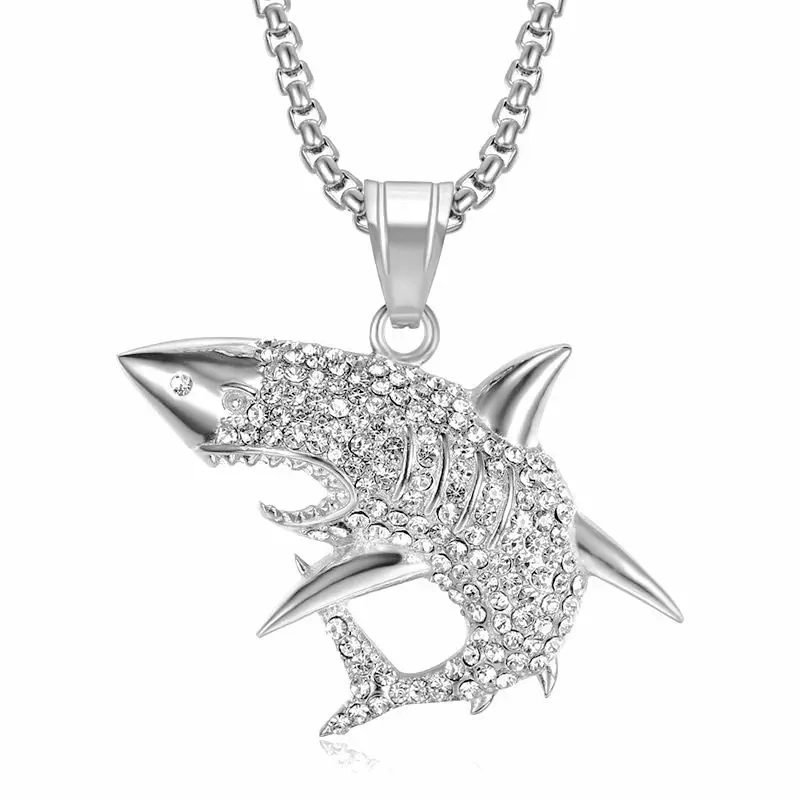 Shark diamond necklace