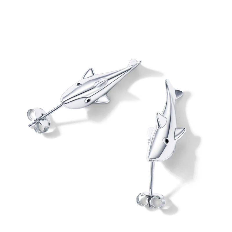 Sterling silver shark earrings