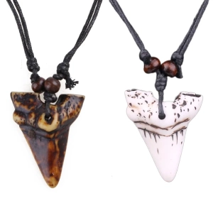 Wooden shark tooth necklace